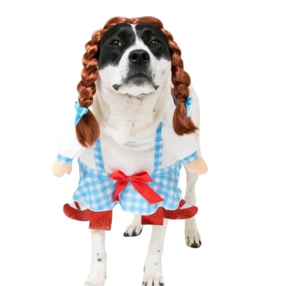 Halloween Medium Pet Dog Cat Costume Dorothy Wicked Wizard of Oz Ruby Slippers